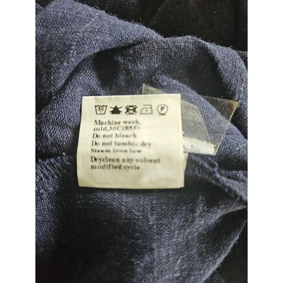 Navy Overalls Romper Jumpsuit Wide Leg 20% Linen Pockets Comfy Women's XL - Picture 4 of 7